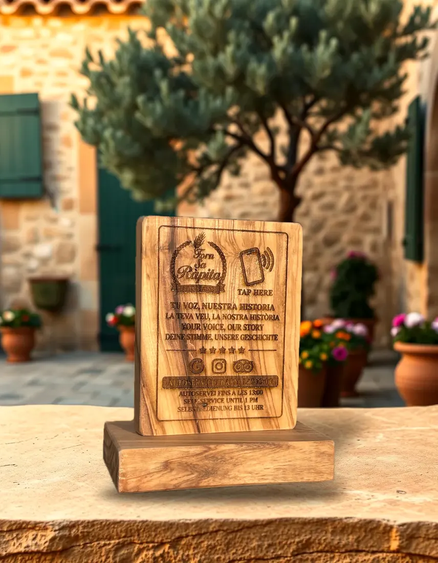 Placa con base de ullastre en un patio mallorquín